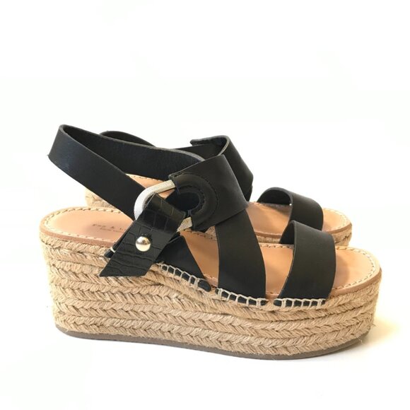 Rag & Bone August Platform Espadrille Sandals Womens 36 6 Black Tan Leather Shoe - Picture 11 of 11